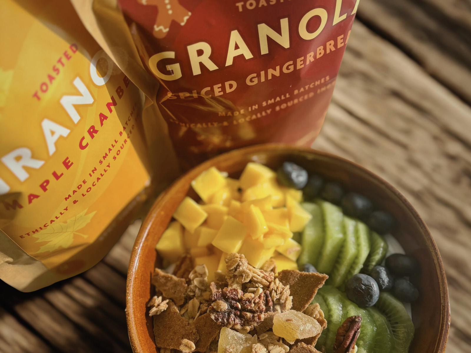 locally sourced toasted spiced gingerbread granola